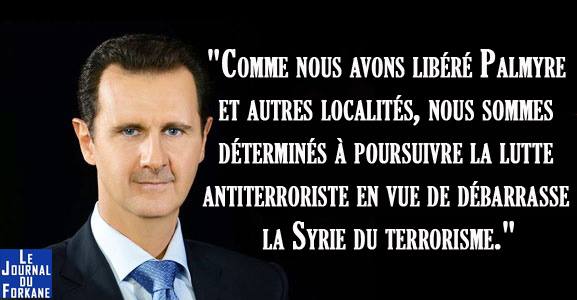 Après palmyre, Bachar El Assad va poursuivre sa lutte contre le terrorisme