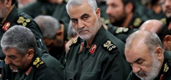 Le général iranien Qassem Souleimani lors d’un discours du Guide Suprême l’Ayatollah Ali Khamenei