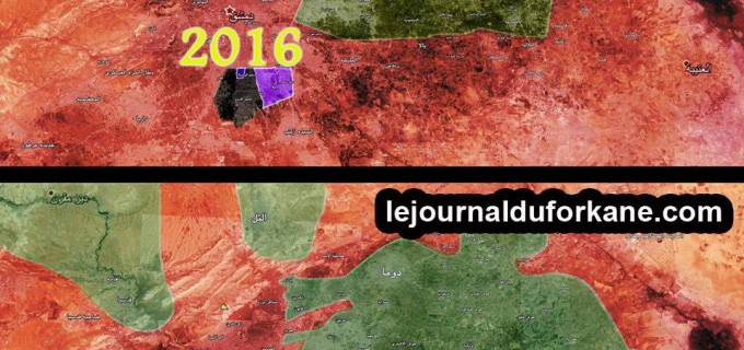 les progrès remarquables de l’Armée Arabe Syrienne en 3 ans. Damas est désormais une ville sûre et les jihadistes terroristes sont en ruine.