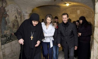 En images : Bachar Al Assad et sa famille en visite au monastère Notre-Dame de Saidnaya