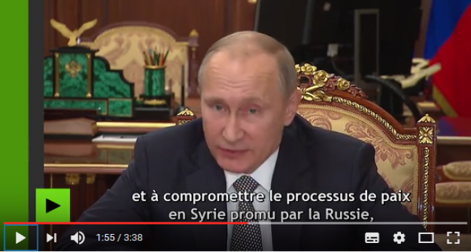 [Vidéo] | Poutine :  » le meurtre de l’ambassadeur russe est une provocation contre les efforts de paix en Syrie « 