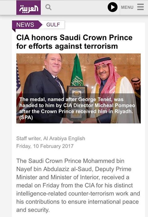 La CIA décerne la médaille George Tenet à l'Arabie saoudite