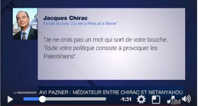 J. Chirac à Netanyahou : « Je ne crois pas un mot qui sort de votre bouche. Toute votre politique consiste à provoquer les Palestiniens »