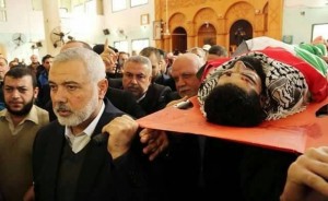 Les funérailles du martyr palestinien Ibrahim en présence d'Ismaïl Haniyeh1