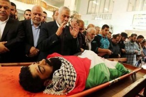 Les funérailles du martyr palestinien Ibrahim en présence d'Ismaïl Haniyeh3