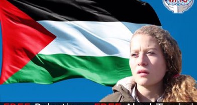 Vidéo de Ahed Tamimi (âgée de 16 ans) aujourd&rsquo;hui à la cour militaire israélienne d&rsquo;Ofer qui a prolongée sa détention,