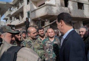 Sur les lignes de feu dans la Ghouta orientale .. le Président Bachar al-Assad avec les héros de l’Armée Arabe Syrienne8