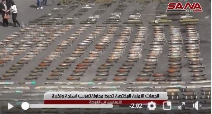 Un stock d&rsquo;armes découvert par l&rsquo;Armée Arabe Syrienne dans la Ghouta Orientale dont certaines de fabrication américaine…