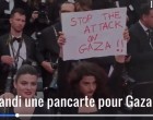 Sur le tapis rouge, L’actrice franco-libanaise Manal Issa a hissé une pancarte « Stop the Attack on Gaza »