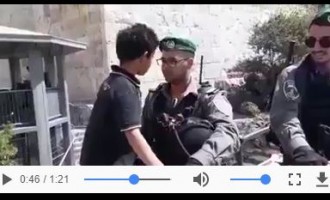 Regardez ce brave petit garçon palestinien qui insiste pour traverser le poste de contrôle israélien dans la mosquée d’Al-Aqsa !