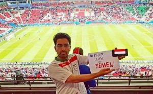 En images, les supporters iraniens présents au Mondial Russe disent STOP A LA GUERRE CONTRE LE YÉMEN3