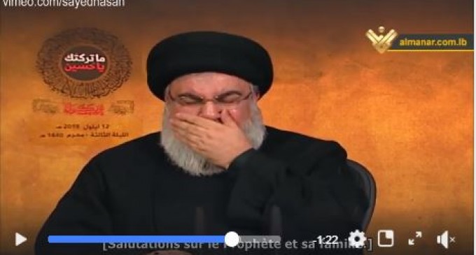 HASSAN NASRALLAH ECLATE EN SANGLOTS EN EVOQUANT LE MARTYRE DE L&rsquo;IMAM HUSSEIN