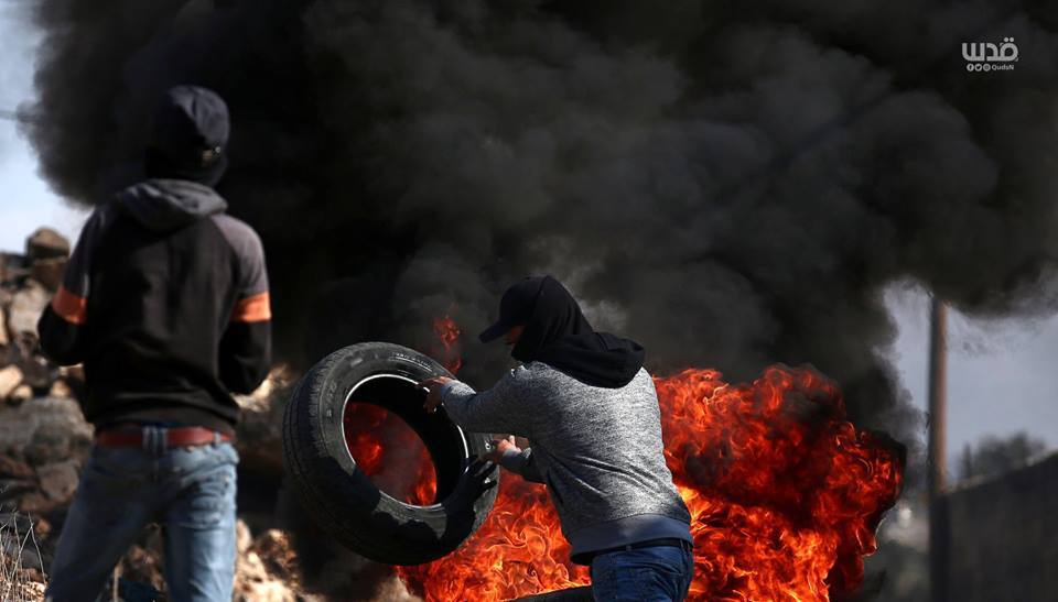 Scène d'affrontements d'aujourd'hui entre les forces d'occupation israéliennes et les manifestants palestiniens dans le village de Kafr Qaddoum dans la Cisjordanie occupée.3