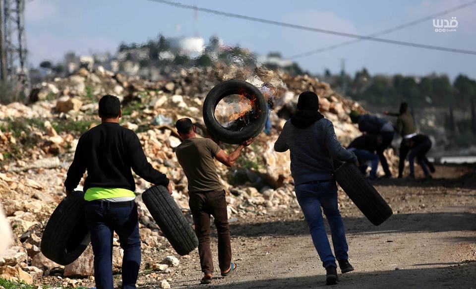 Scène d'affrontements d'aujourd'hui entre les forces d'occupation israéliennes et les manifestants palestiniens dans le village de Kafr Qaddoum dans la Cisjordanie occupée.4