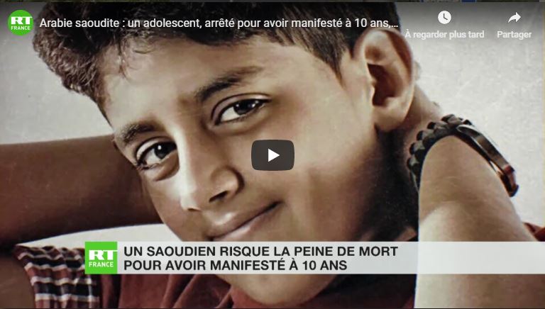 un adolescent, arrêté pour avoir manifesté à 10 ans, risque la peine de mort