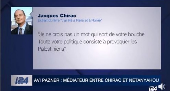 J. Chirac à Netanyahou :  » Je ne crois pas un mot qui sort de votre bouche. Toute votre politique consiste à provoquer les Palestiniens »