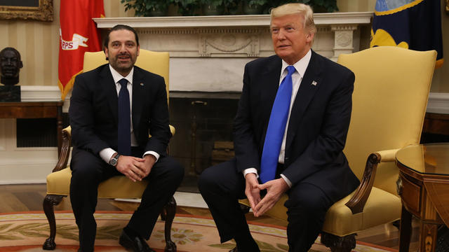 US President Donald Trump meets with Prime Minister of Lebanon Saad Hariri, in the Oval Office at the White House on July 25, 2017 in Washington,DC. / AFP PHOTO / Tasos Katopodis