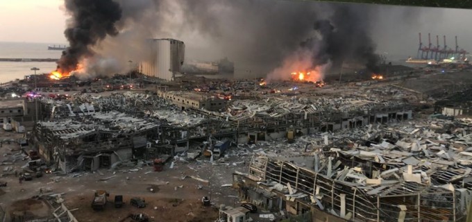 Une image montrant l’ampleur de la destruction du port de Beyrouth
