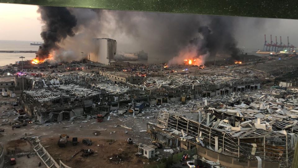 Une image montrant l'ampleur de la destruction du port de Beyrouth