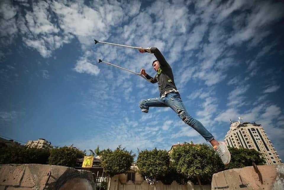 Mohammed Aleiwa s'entraîne avec une jambe. Il est le parfait exemple de la jeunesse palestinienne énergique et déterminée.5