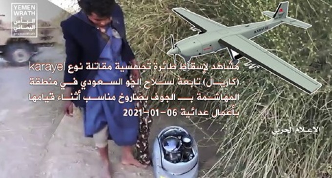 Vidéo : Un drone, fleuron de la fabrication turque et utilisé par l’agression américano-saoudienne contre le Yémen, abattu par les forces houthis au dessus d’al-Jawf
