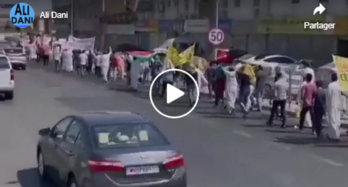 Les Bahreïnis participent à une manifestation à Manama pour protester contre la visite du ministre israélien des Affaires étrangères dans le royaume.