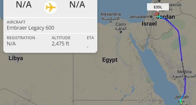 Un avion israélien a atterri à Djeddah, en Arabie saoudite aujourd’hui, après avoir traversé la Jordanie.