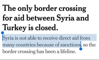 « La Syrie ne peut pas recevoir d’aide directe de nombreux pays à cause des sanctions. »