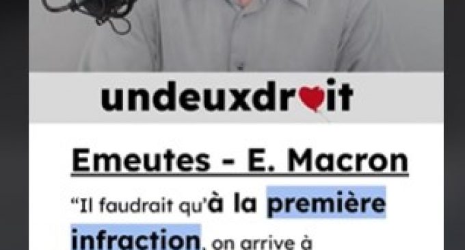E. Macron : “Il faudrait qu’à la première infraction, on arrive à sanctionner financièrement et facilement les familles (…) une sorte de tarif minimum dès la première connerie”